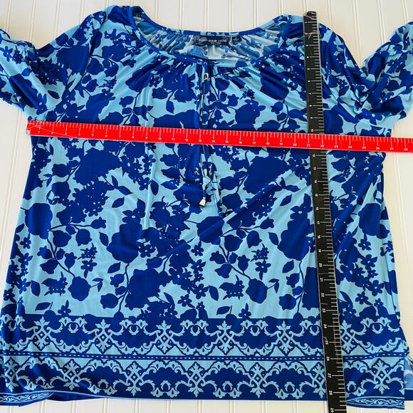 Susan Graver Líquid Knit Size 1X RUNS BIG Babydoll long top blue - Picture 9 of 12